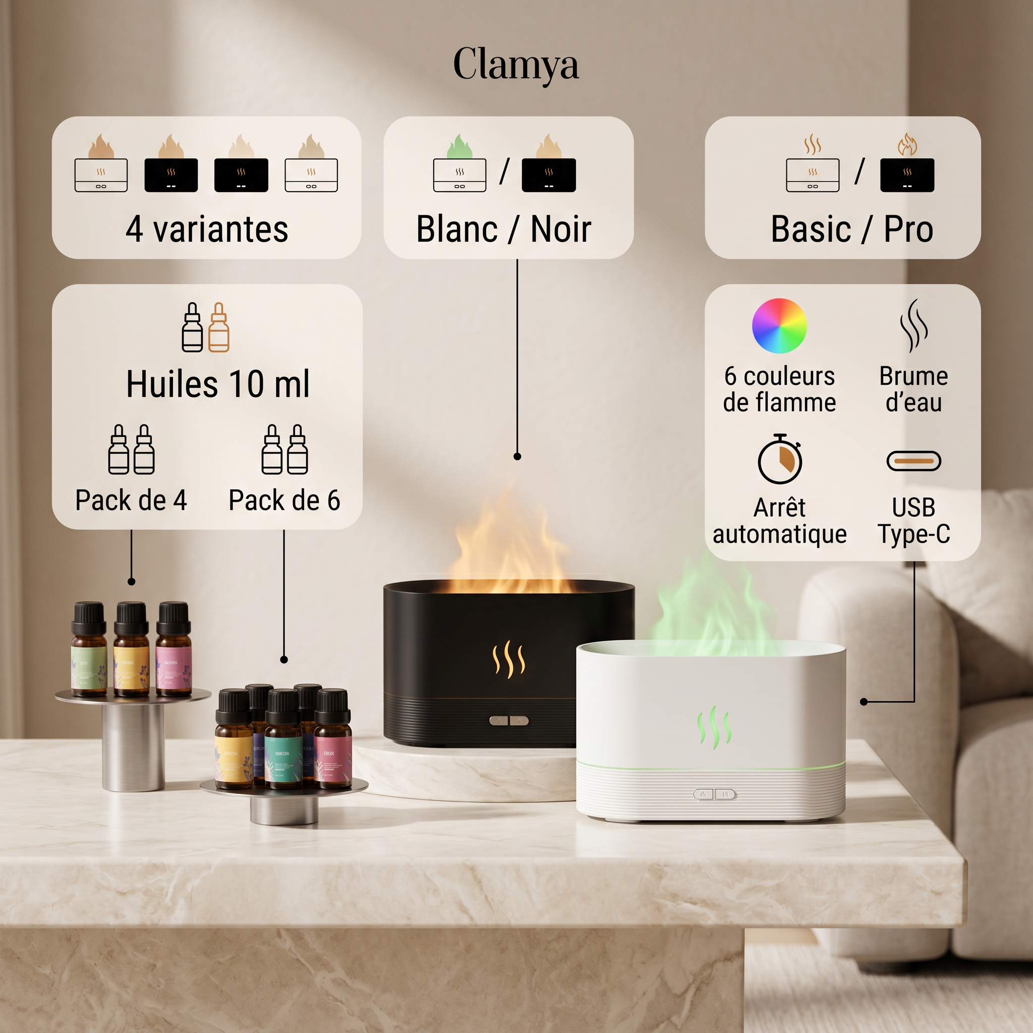 Diffuseur Flamme 6 Couleurs